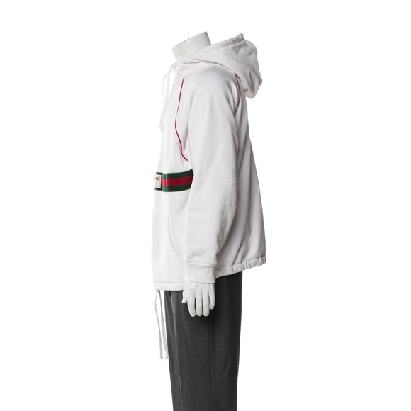 Gucci Web Accent thick White Hoodie Men’s Small - Picture 13 of 14